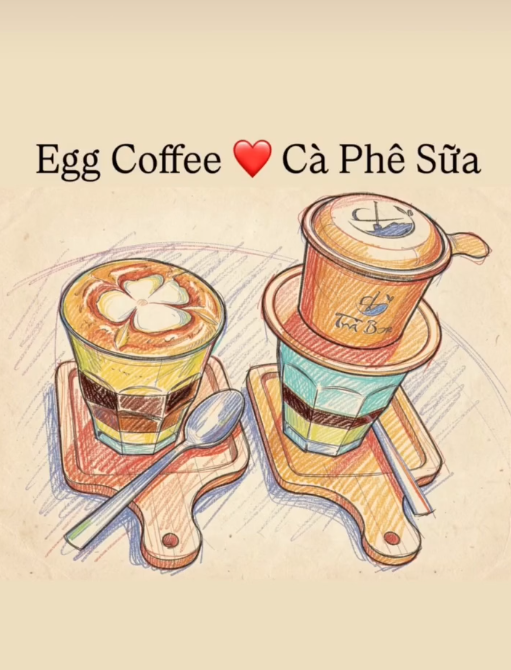 Illustratie egg coffee en cà phê sữa